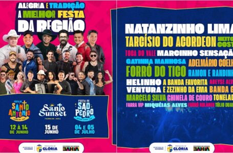 Prefeitura de Glória divulga programação oficial das festas de Santo Antônio e São Pedro 2025